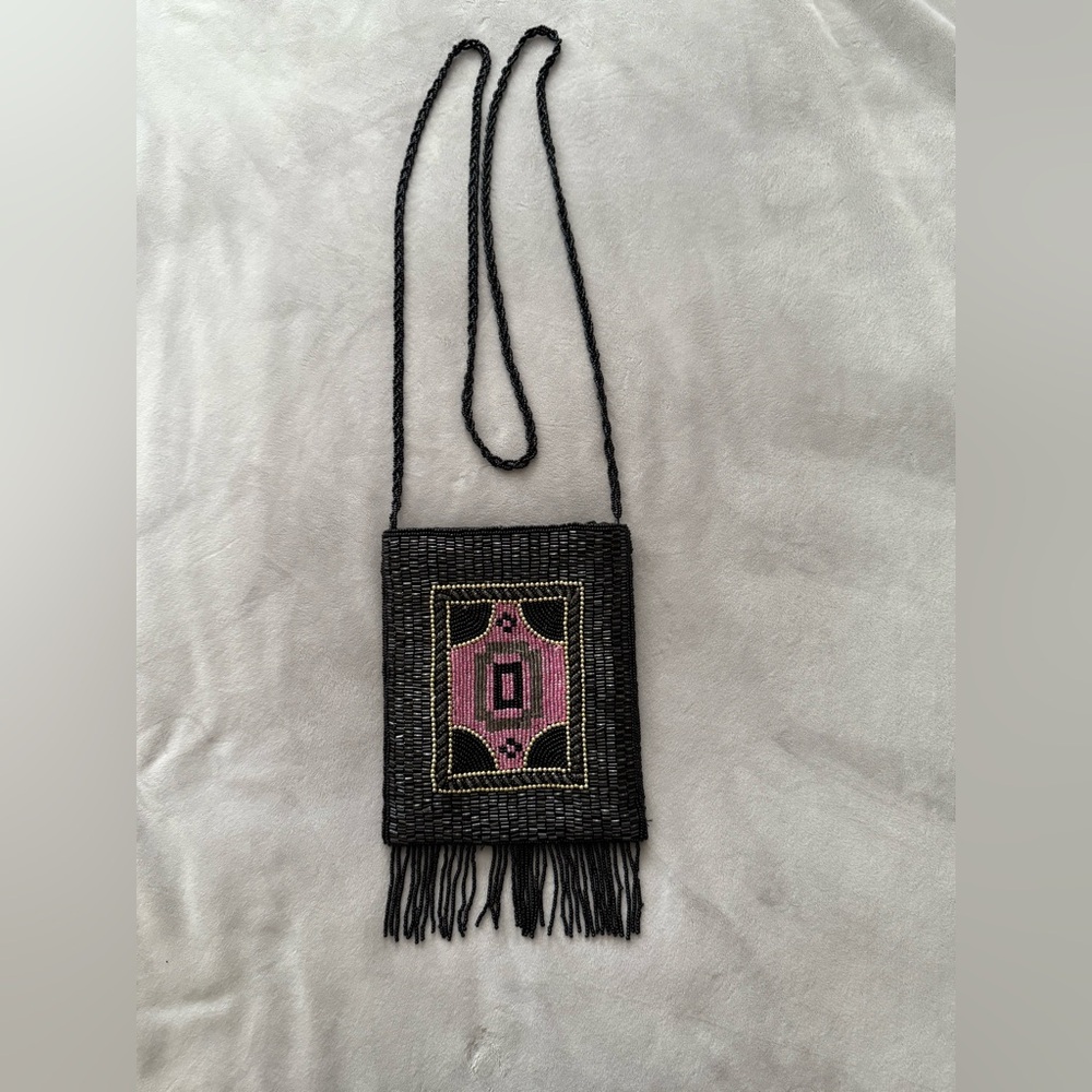 ERMO Vintage Beaded Art deco design Fringed Small Crossbody Bag Good condition